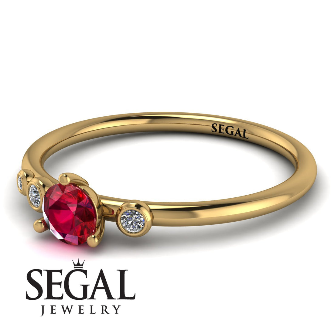 Minimalist Thin Ruby Ring - Brielle No. 10