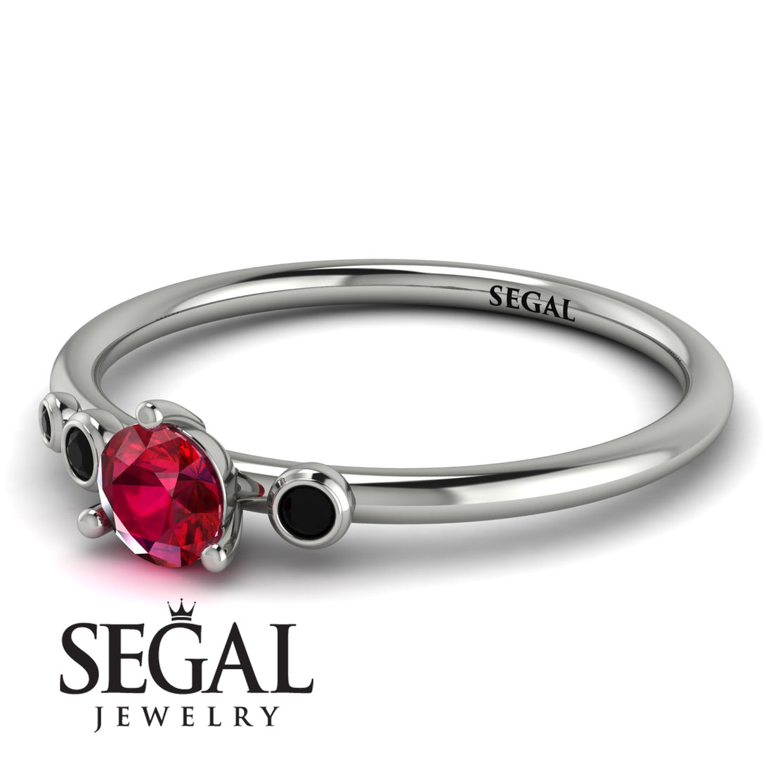 Minimalist Thin Ruby Ring - Brielle No. 42