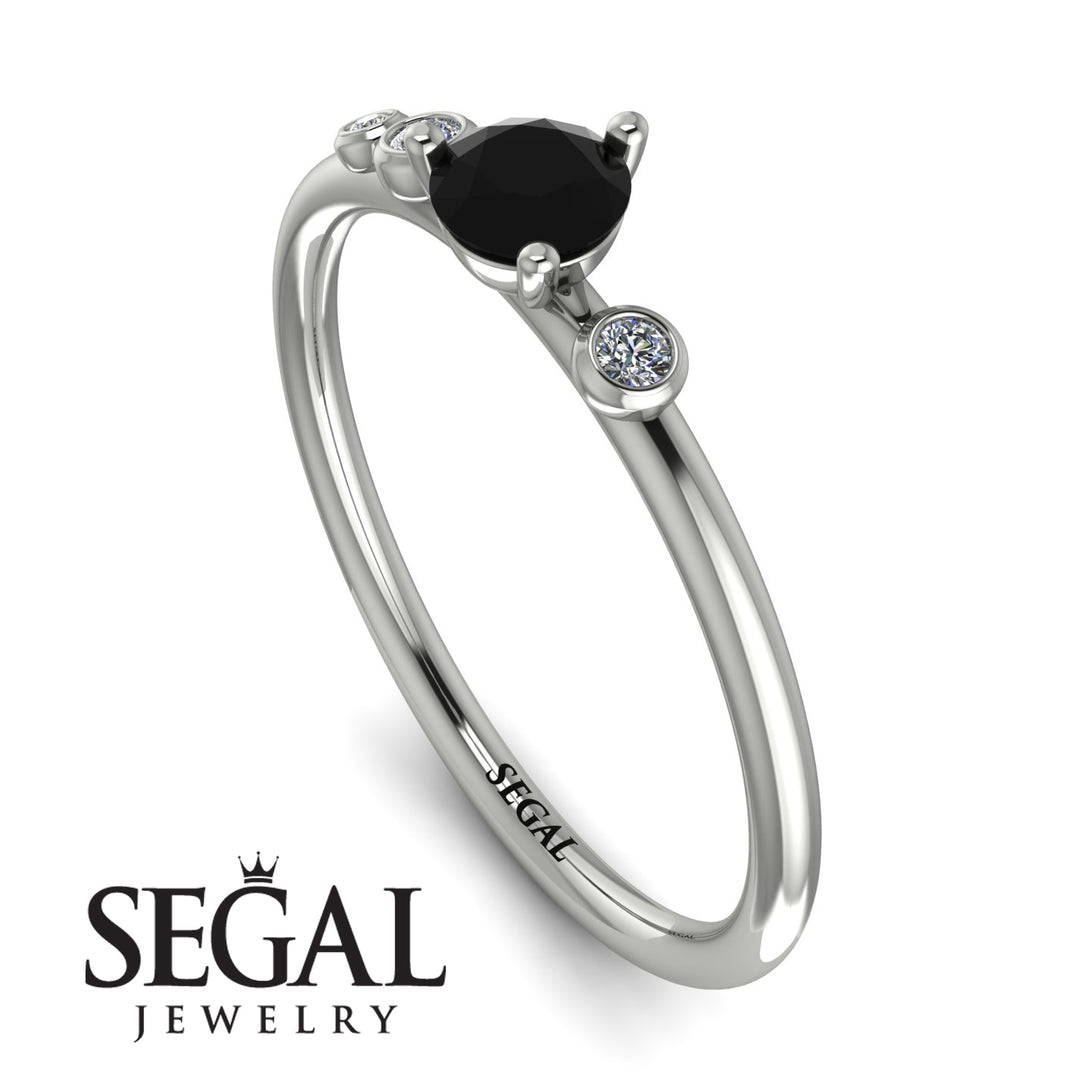Minimalist Thin Black Diamond Ring - Brielle No. 9