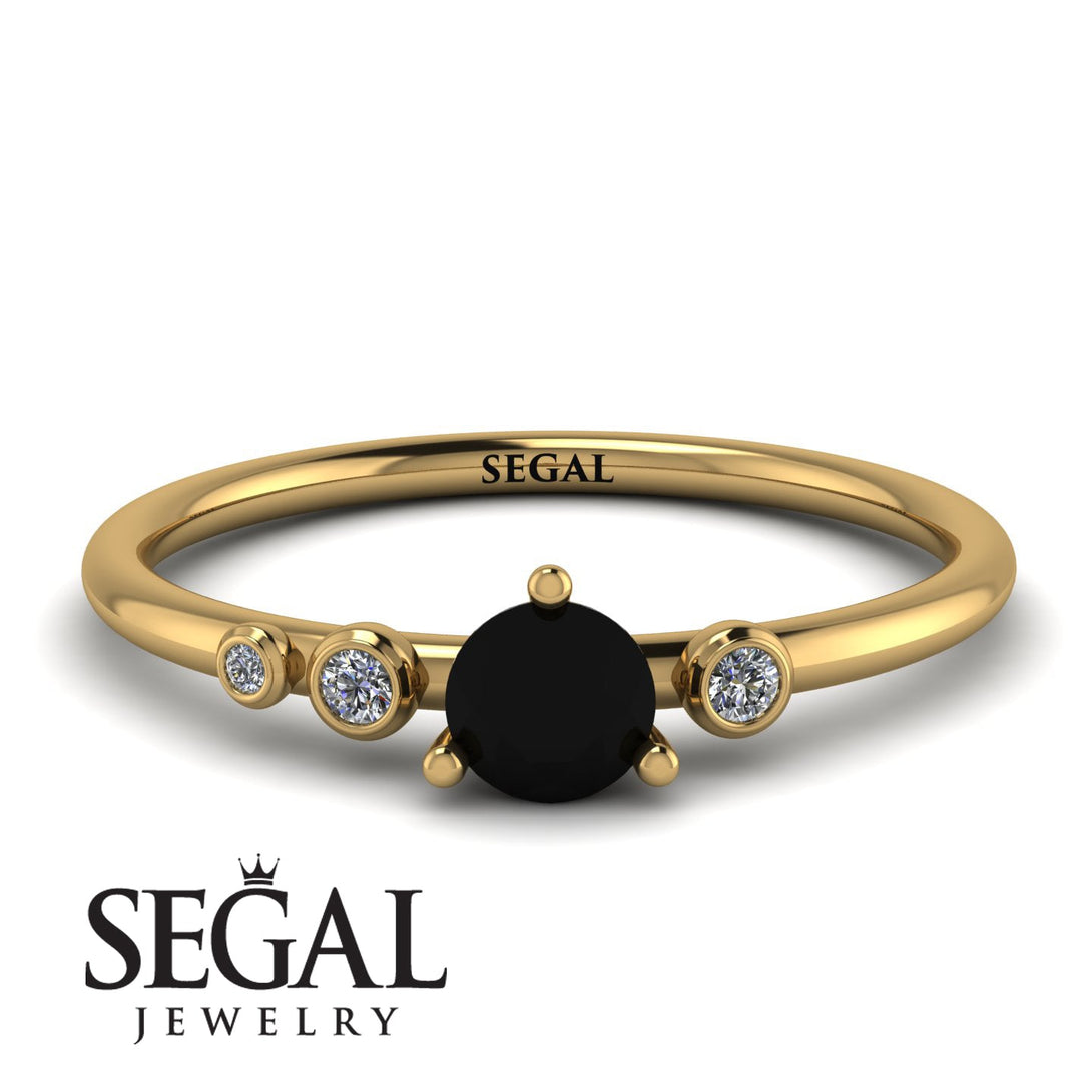 Minimalist Thin Black Diamond Ring - Brielle No. 7