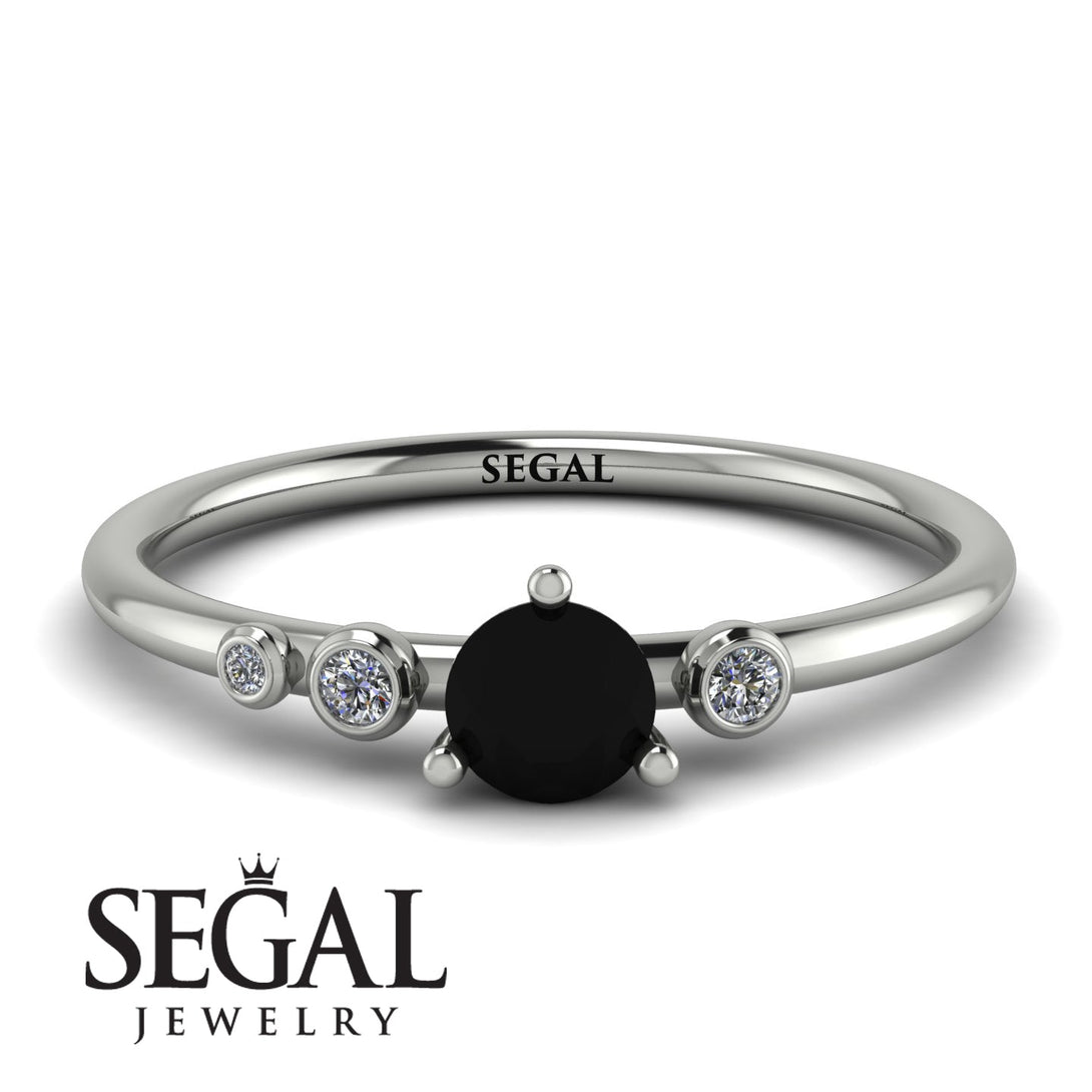 Minimalist Thin Black Diamond Ring - Brielle No. 9