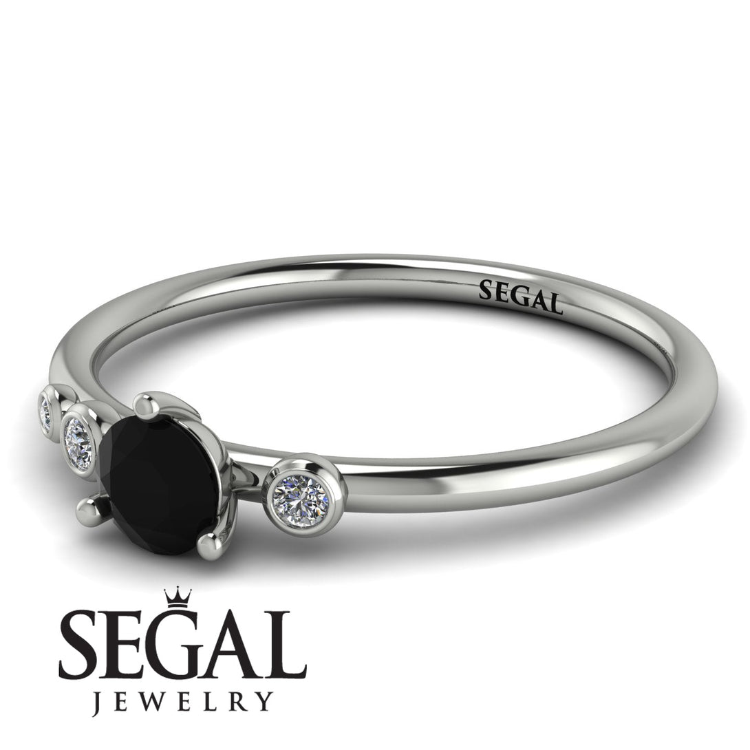Minimalist Thin Black Diamond Ring - Brielle No. 9