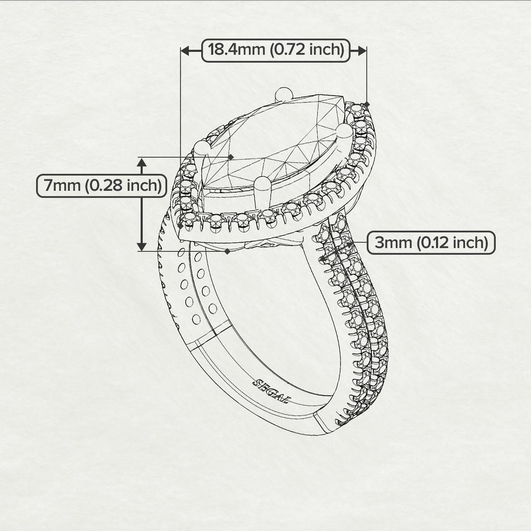 Two Tones Gorgeous Marquise Cut Diamond Pave Double Shank Engagement Ring With Hidden Stone - Miriam No. 76