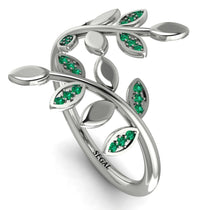 Open Ring Leaves Emerald Ring - Anna No. 6 image 1