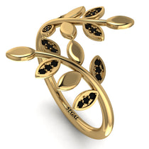 Open Ring Leaves Black Diamond Ring - Anna No. 7 image 1