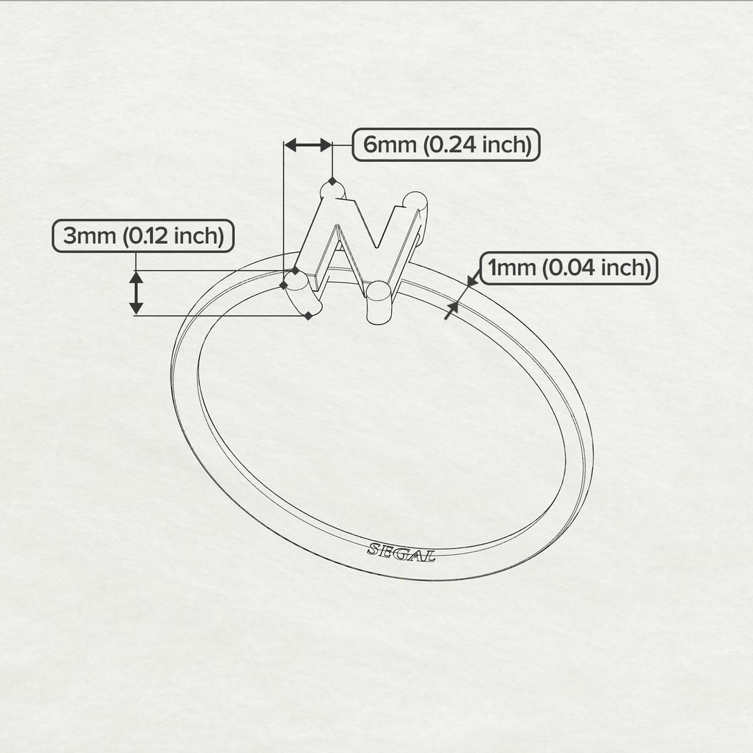 N Letter - Initial White Gold Diamond Ring