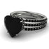 Triple Bands Heart Shape Black Diamond Ring - Noelle No. 390