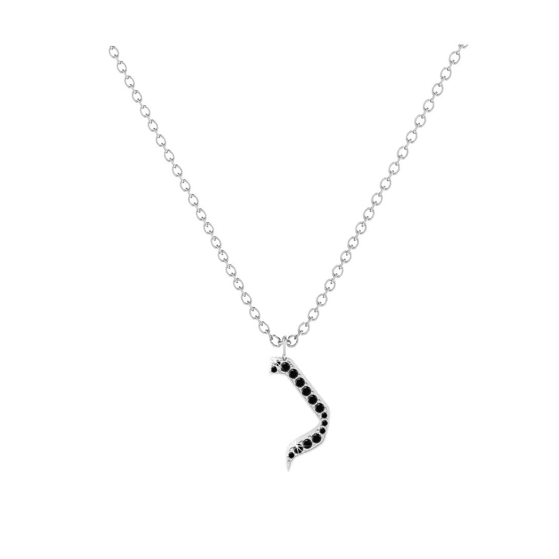 Non - Hebrew Alef-Bet letter diamond Necklace - Non letter