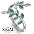 Open Ring Leaves Emerald Ring - Anna No. 6