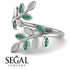 Open Ring Leaves Emerald Ring - Anna No. 6