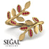 Open Ring Leaves Ruby Ring - Anna No. 10