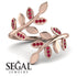 Open Ring Leaves Ruby Ring - Anna No. 11