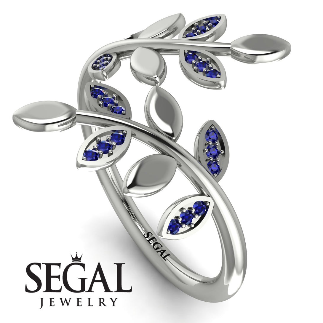 Open Ring Leaves Sapphire Ring - Anna No. 15