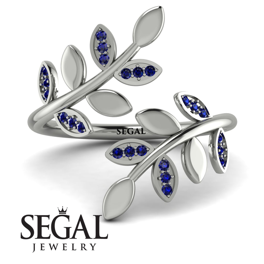 Open Ring Leaves Sapphire Ring - Anna No. 15