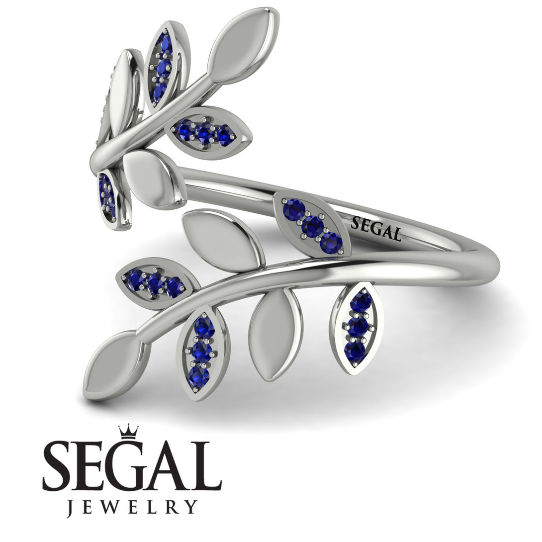 Open Ring Leaves Sapphire Ring - Anna No. 15