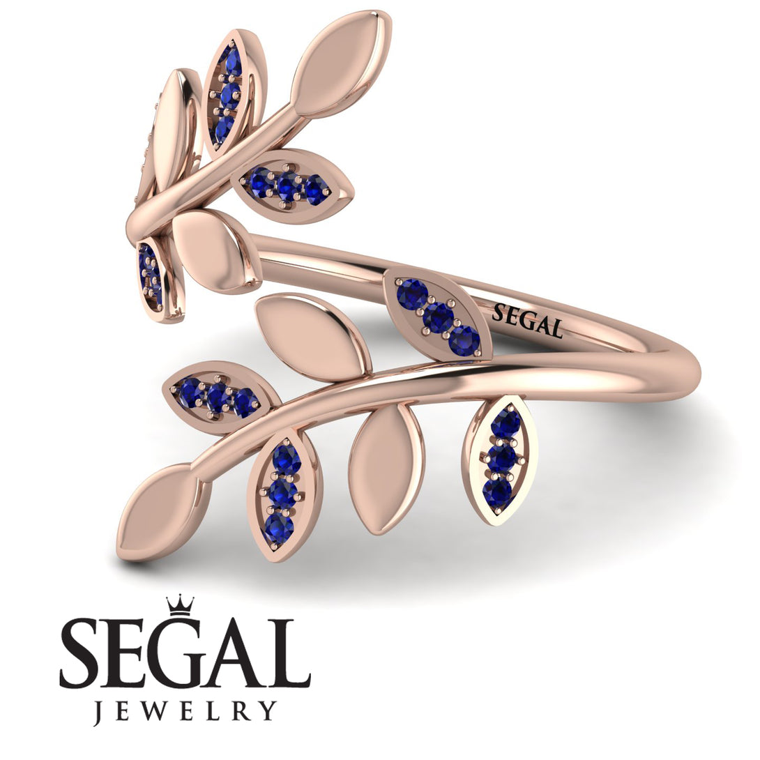 Open Ring Leaves Sapphire Ring - Anna No. 14