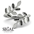 Open Ring Leaves Black Diamond Ring - Anna No. 9