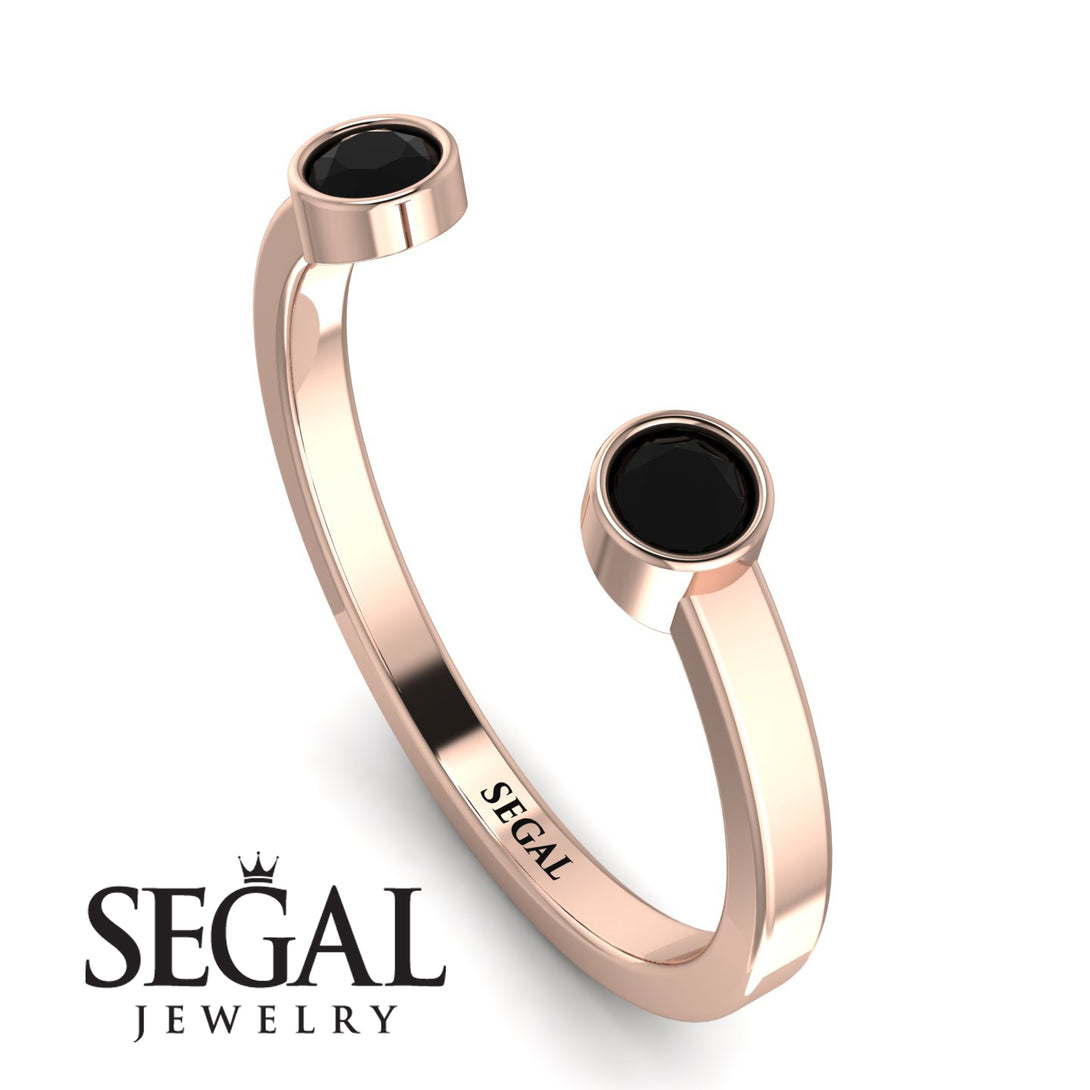Open Bezel Black Diamond Ring - Khloe No. 8