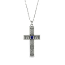 Ornamented Sapphire Cross Necklace - Adam No. 15 image 1