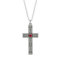 Ornamented Ruby Cross Necklace - Adam No. 12 image 1