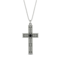 Ornamented Black Diamond Cross Necklace - Adam No. 9 image 1