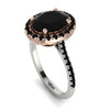 Two Tones Gorgeous Oval Cut Black Diamond Pave Engagement Ring With Hidden Stone - Phoebe No. 81