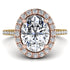 Two Tones Gorgeous Oval Cut Diamond Pave Engagement Ring With Hidden Stone - Phoebe No. 76