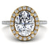 Two Tones Gorgeous Oval Cut Diamond Pave Engagement Ring With Hidden Stone - Phoebe No. 77