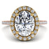 Two Tones Gorgeous Oval Cut Diamond Pave Engagement Ring With Hidden Stone - Phoebe No. 76