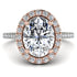 Two Tones Gorgeous Oval Cut Diamond Pave Engagement Ring With Hidden Stone - Phoebe No. 78
