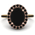 Two Tones Gorgeous Oval Cut Black Diamond Pave Engagement Ring With Hidden Stone - Phoebe No. 79