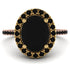 Two Tones Gorgeous Oval Cut Black Diamond Pave Engagement Ring With Hidden Stone - Phoebe No. 79