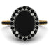 Two Tones Gorgeous Oval Cut Black Diamond Pave Engagement Ring With Hidden Stone - Phoebe No. 80