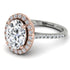 Two Tones Gorgeous Oval Cut Diamond Pave Engagement Ring With Hidden Stone - Phoebe No. 78