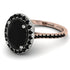 Two Tones Gorgeous Oval Cut Black Diamond Pave Engagement Ring With Hidden Stone - Phoebe No. 81