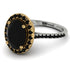 Two Tones Gorgeous Oval Cut Black Diamond Pave Engagement Ring With Hidden Stone - Phoebe No. 80