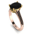 Two Tones Luxury Pave Oval Cut Black Diamond Engagement Ring With Hidden Stone - Ophelia No. 79