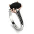 Two Tones Luxury Pave Oval Cut Black Diamond Engagement Ring With Hidden Stone - Ophelia No. 81