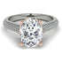 Two Tones Luxury Pave Oval Cut Diamond Engagement Ring With Hidden Stone - Ophelia No. 78
