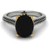 Two Tones Luxury Pave Oval Cut Black Diamond Engagement Ring With Hidden Stone - Ophelia No. 80
