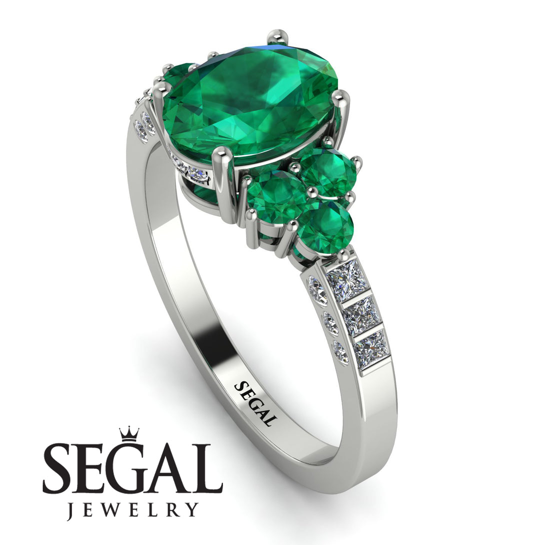Oval Glamorous Emerald Engagement Ring - Mariah No. 6