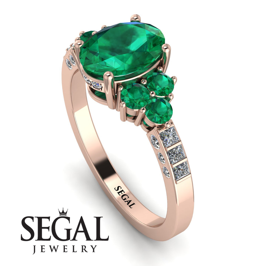 Oval Glamorous Emerald Engagement Ring - Mariah No. 5