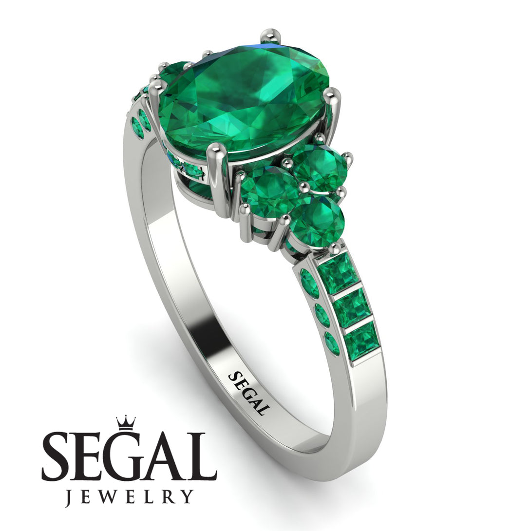 Oval Glamorous Emerald Engagement Ring - Mariah No. 21
