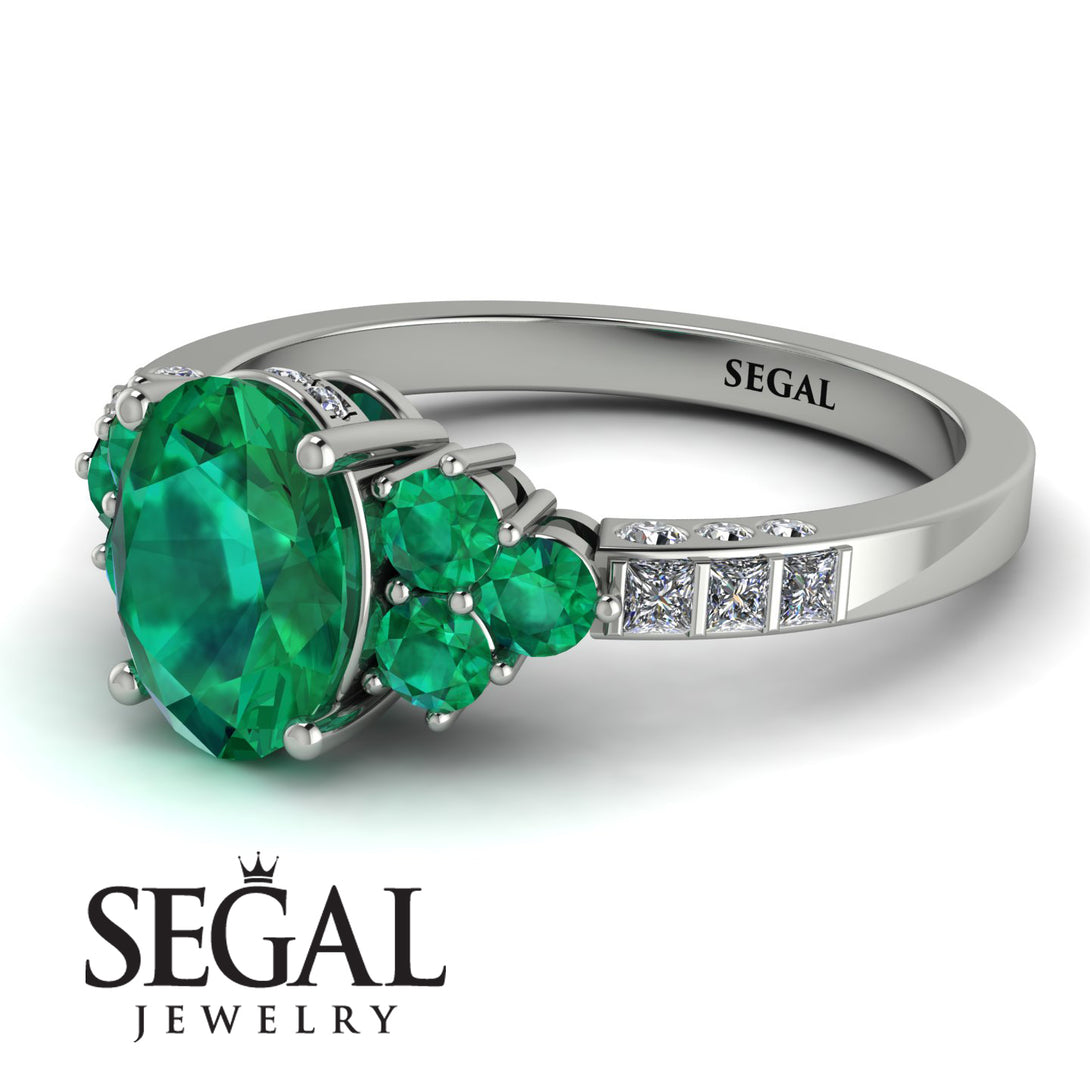 Oval Glamorous Emerald Engagement Ring - Mariah No. 6