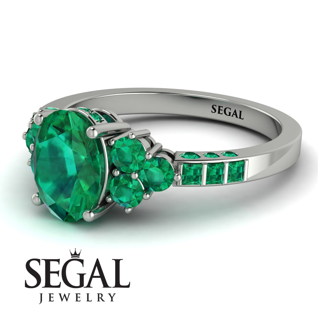 Oval Glamorous Emerald Engagement Ring - Mariah No. 21