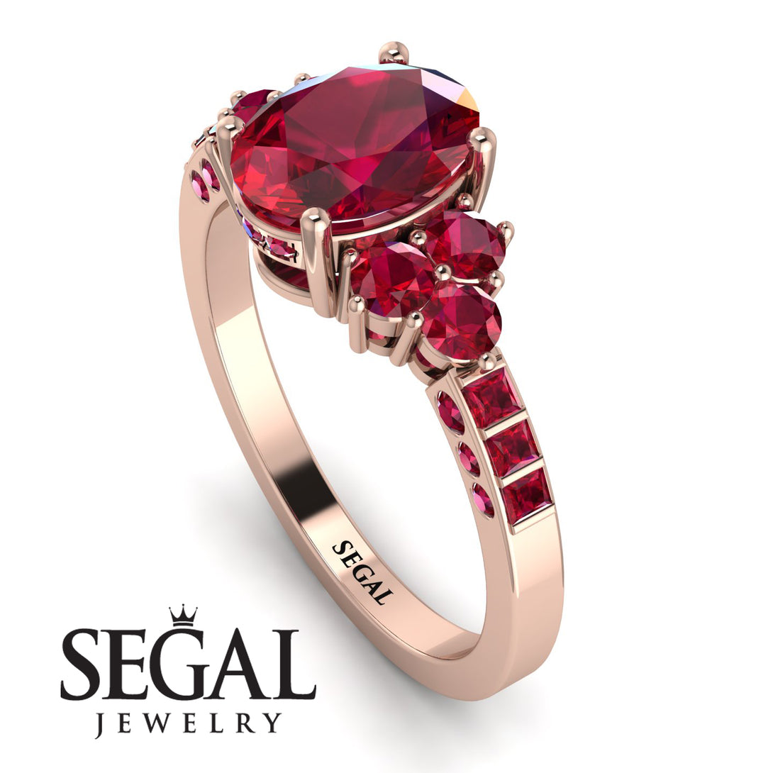 Oval Glamorous Ruby Engagement Ring - Mariah No. 56
