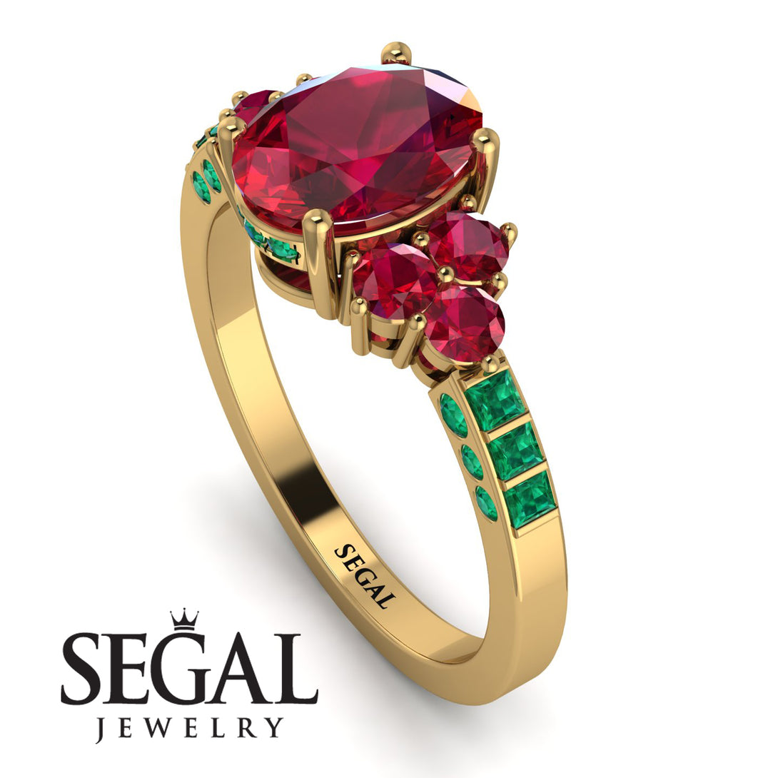 Oval Glamorous Ruby Engagement Ring - Mariah No. 25