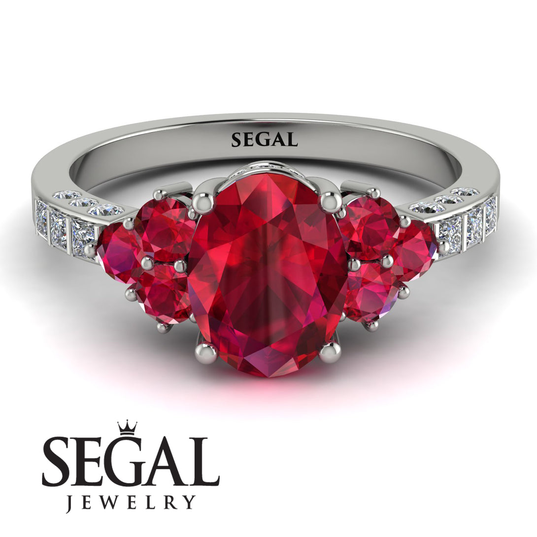 Oval Glamorous Ruby Engagement Ring - Mariah No. 12