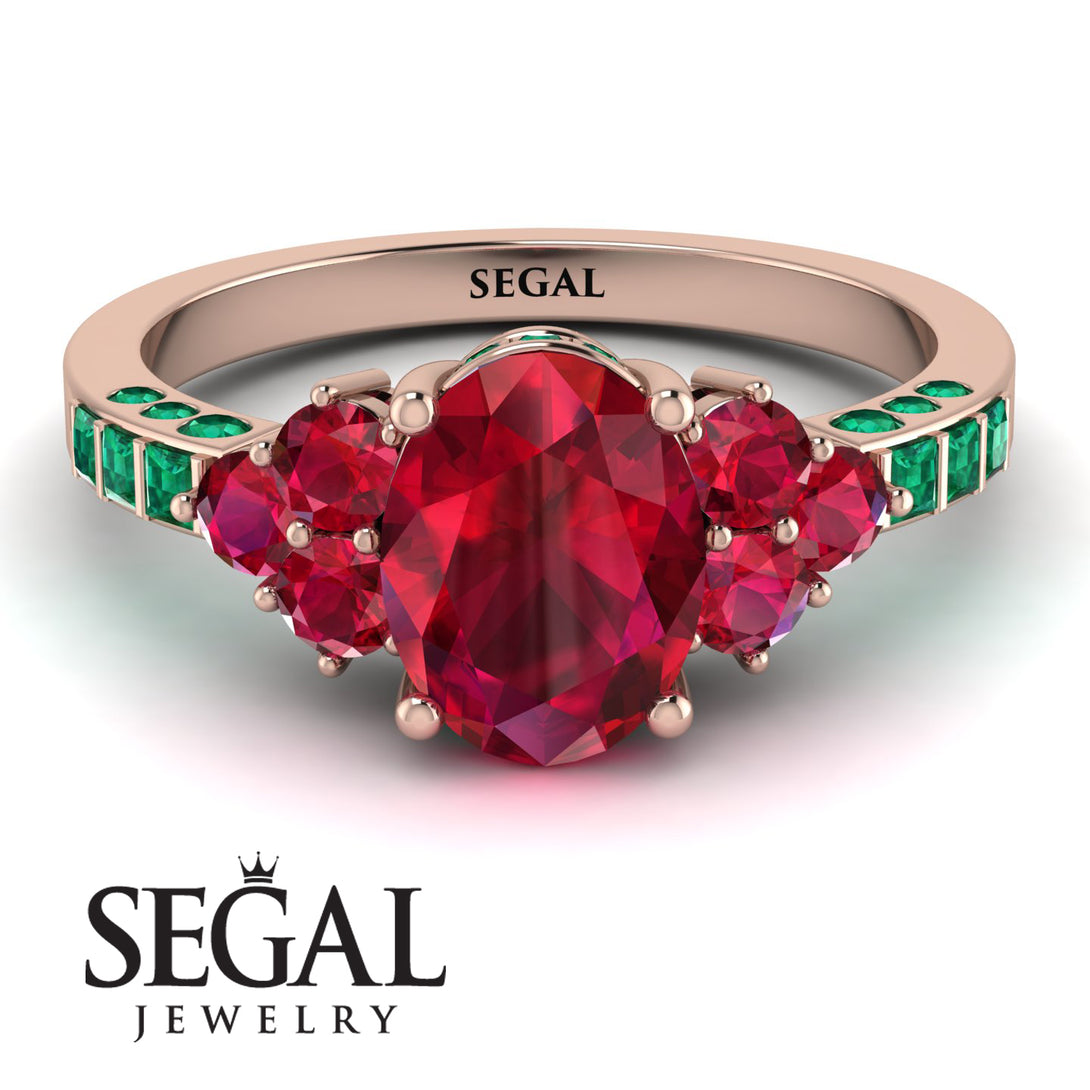 Oval Glamorous Ruby Engagement Ring - Mariah No. 26