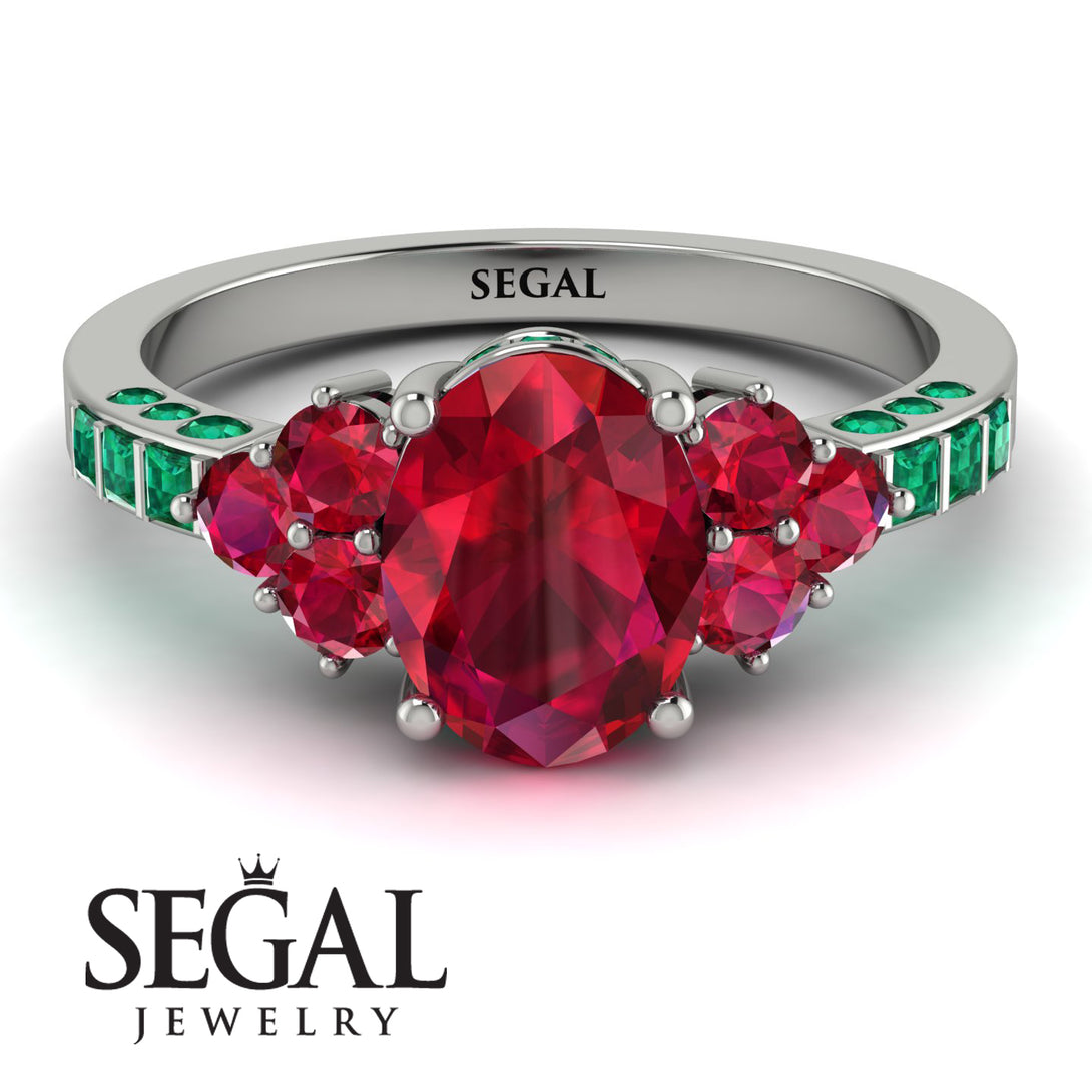 Oval Glamorous Ruby Engagement Ring - Mariah No. 27